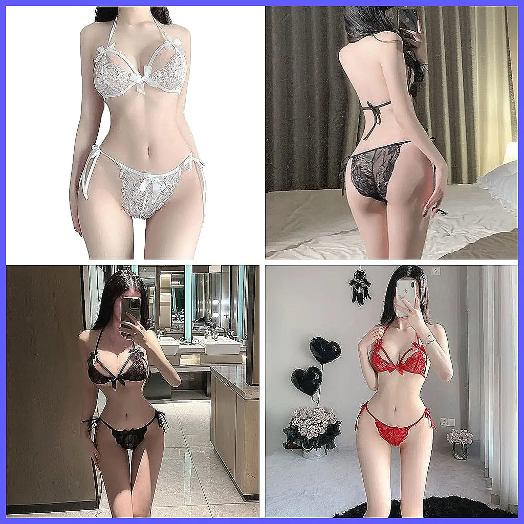 2026 New Sexy Lace Bra and Thong Set - 2 Piece Transparent Underwear for Women