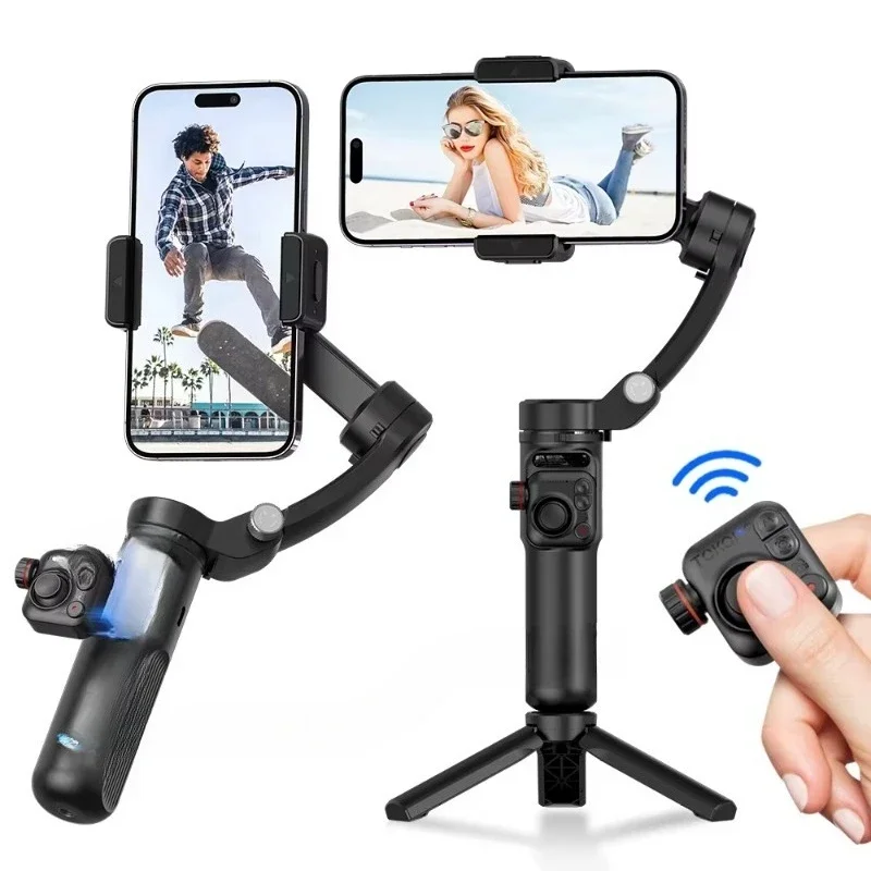 Handheld AI smart face tracking 3 mobile phone universal joint stabilizer, anti-shake live broadcast camera tripod