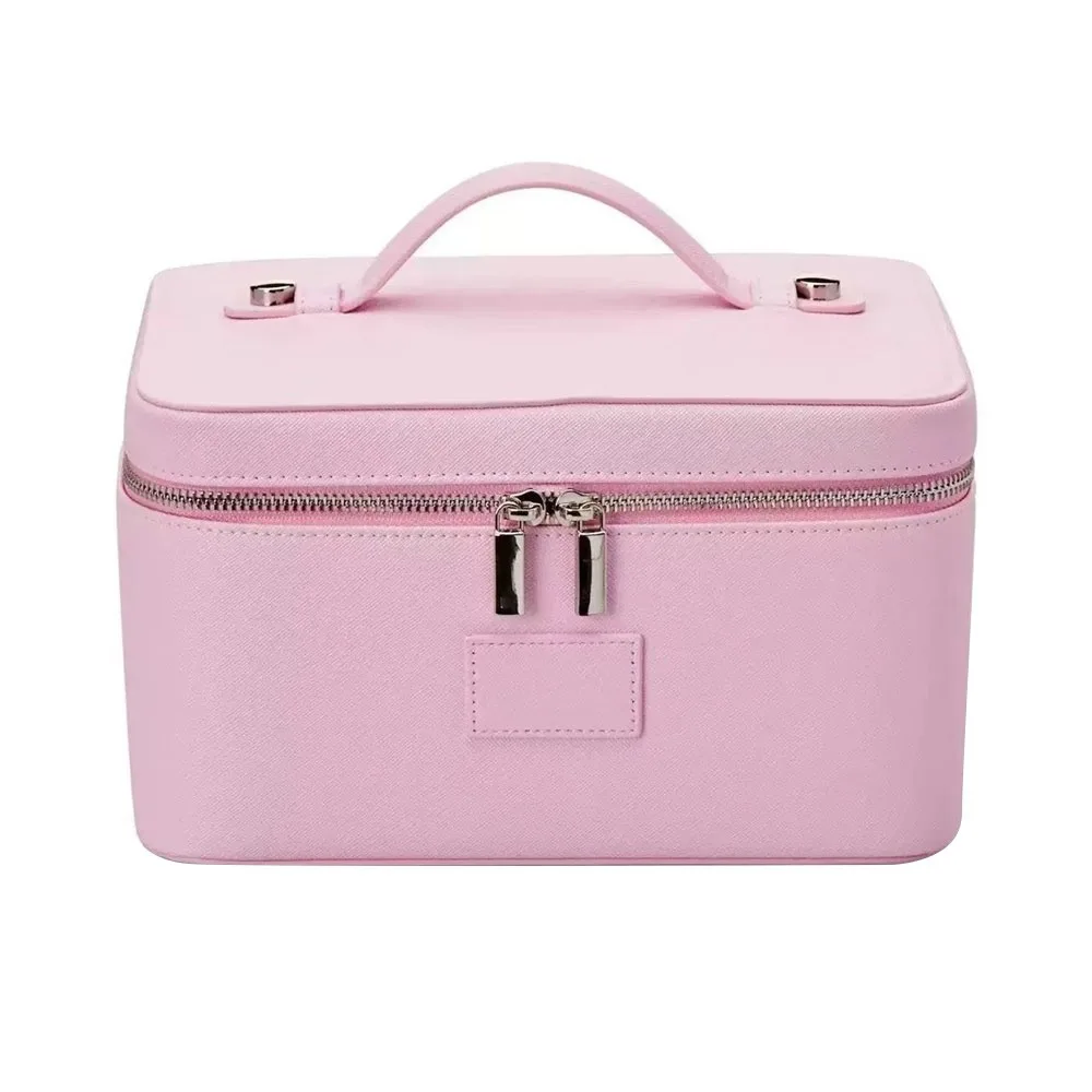 New PU Leather Makeup Bag Large Capacity Square Shape Toiletry Bag Waterproof Removable Divider Makeup Organizer Case Travel