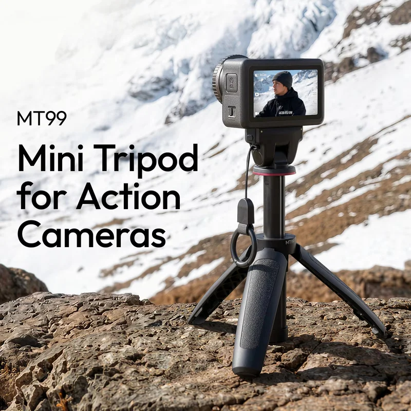 2-in-1 MT99 Mini Tripod Selfie Stick for DJI Osmo Action 6/Nano Magnetic Snap 90g Lightweight for Vlogging Live Streaming Travel
