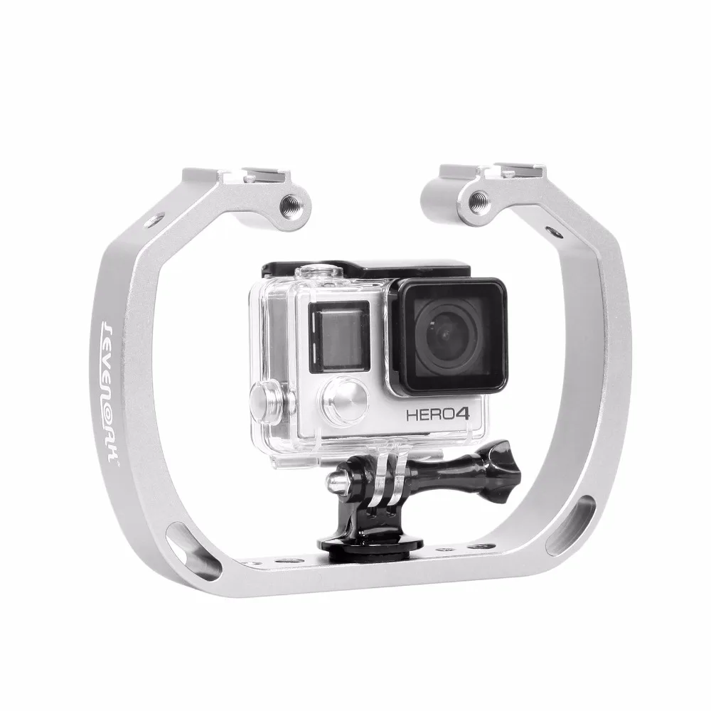Diving Underwater Aluminum Selfie Monopod Mount Double-Arm Tray Handheld For Gopor Action Camera Holder