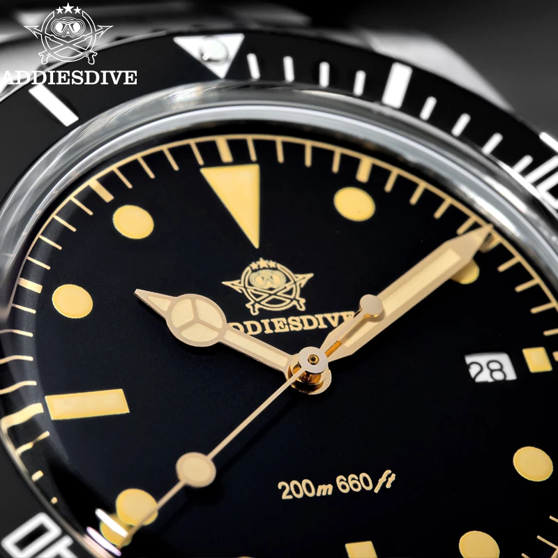 ADDIESDIVE Men's Luxury Watch Ceramic Bezel Super Luminous 20Bar Diver Stainless Steel Bubble Mirror Glass Quartz Watches AD2072