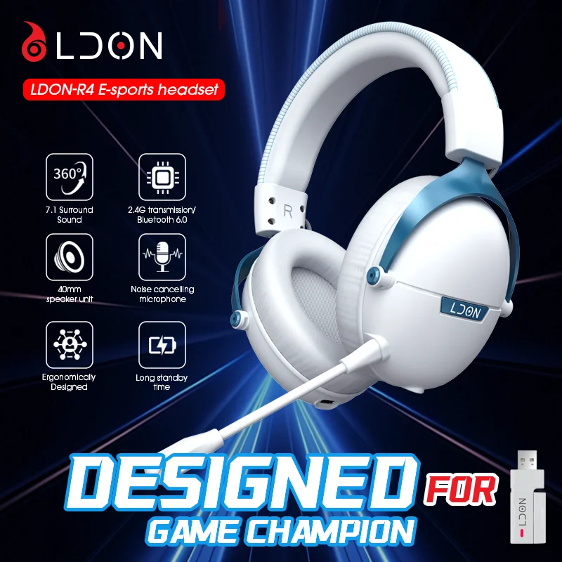 LDON F04 Pro Wireless Bluetooth Headphones Music Gaming Earphones Bluetooth Wireless Noise Cancelling Mic Headset