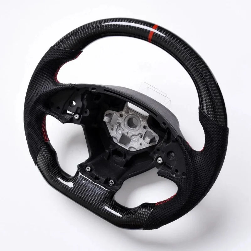 Best SellingQEM Customized Black Leather Carbon Fiber Racing Car Steering Wheel 2014-2019High Quality