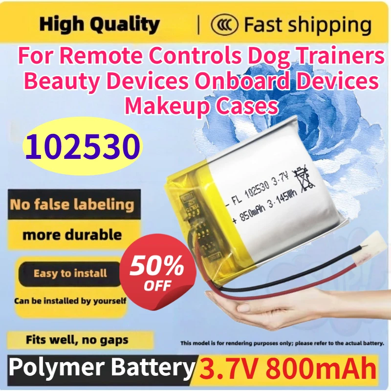 New 102530 3.7V 800mAh Polymer Rechargeable Battery for Remote Controls Dog Trainers Beauty Devices Onboard Devices Makeup Cases