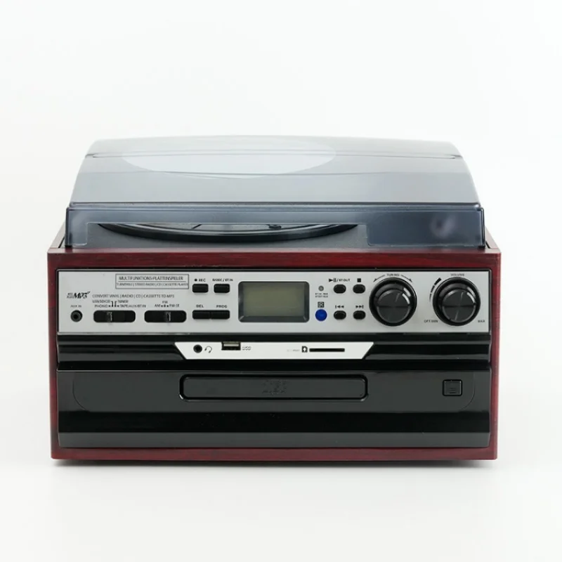 Multi Function Vintage Portable Turntable Phonograph 3 Speed LP Player Built-in Speakers CD Cassette AM FM Radio USB