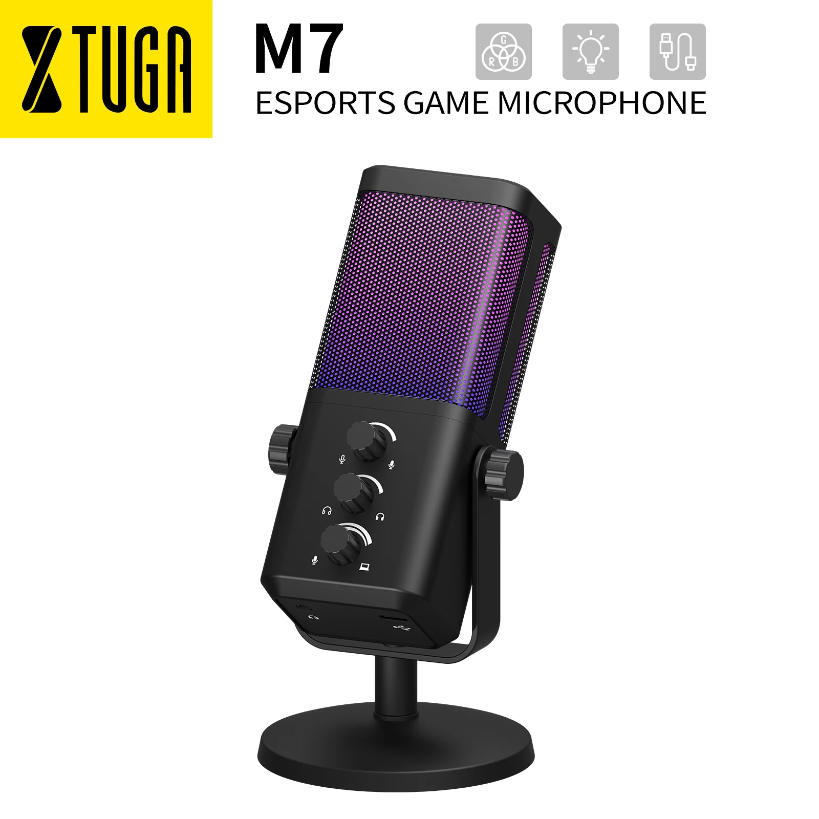 XTUGA M7 Gaming Microphone Professional Live-Streaming Game Mic with Stand for Esports Streaming And Recording