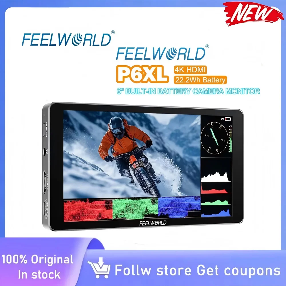 FEELWORLD P6XL 6-inch Camera Field Monitor Aluminum Case LCD Touch Screen USB Type-C 3D LUT 4K HDMI 1200nit High Brightness