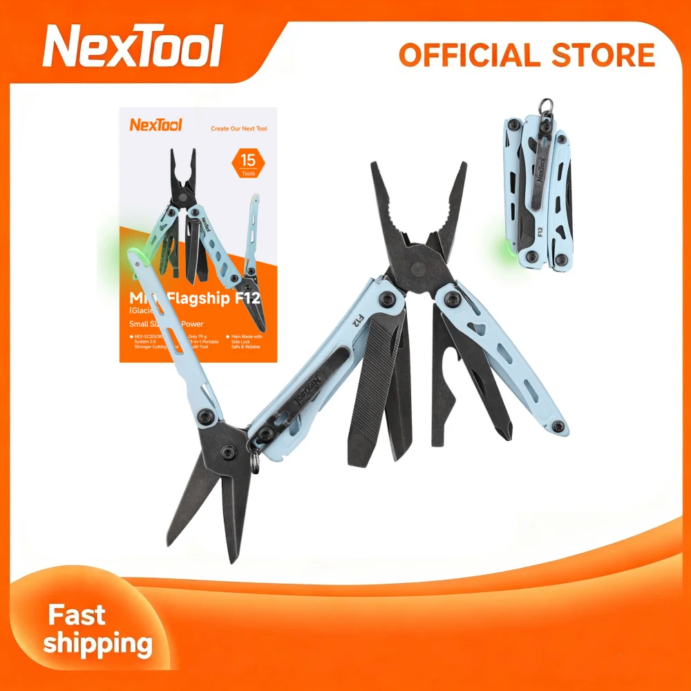 NexTool 15-in-1 Mini Flagship F12 Keychain Multitool Pliers Wire Cutters Bottle Opener Scissors Folding Tool For Outdoor camping