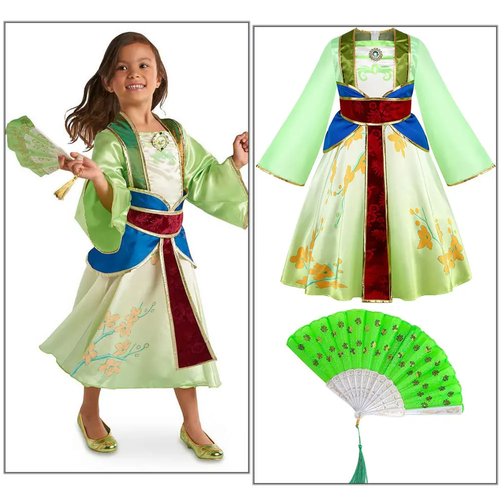 Carnival Cosplay Halloween Baby Girls Mulan Inspired Party Outfits Christmas Kids Chinese Hanfu Mulan Princess Dress Costumes
