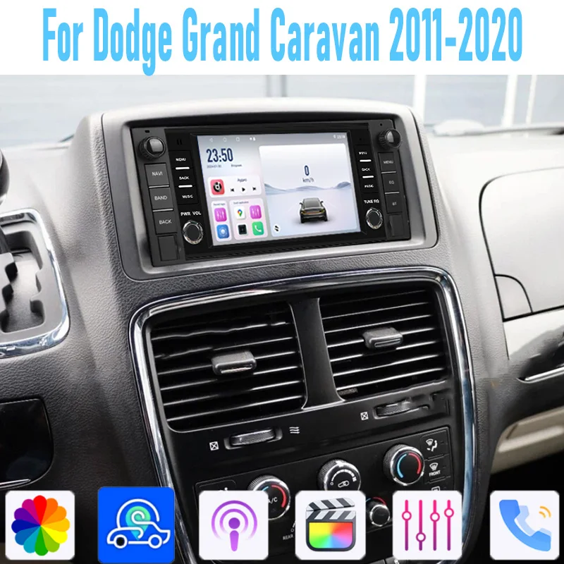 7‘’For DodgeGrand Caravan 2008-2020 Head Unit Car Radio Carplay Android Auto Stereo Multimedia Player Navigation GPS BT 2din