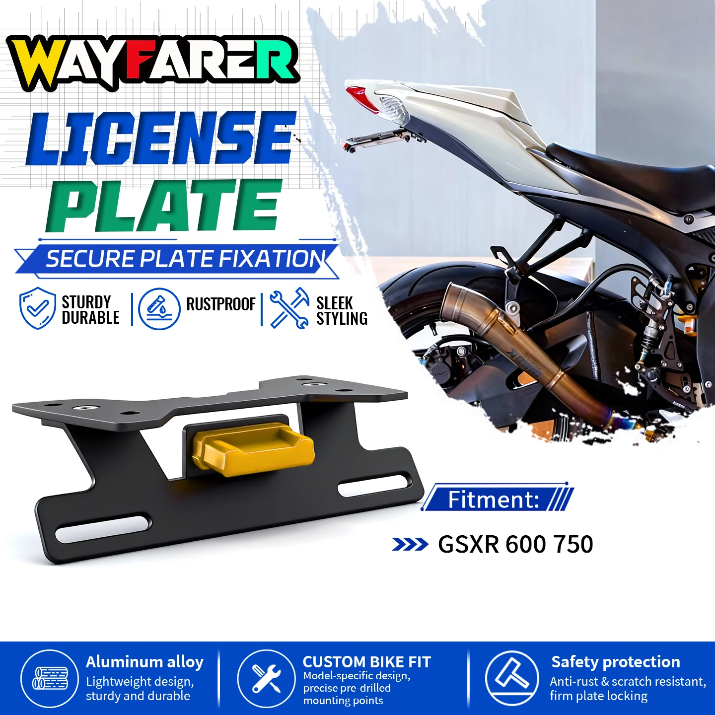 Motorcycle Rear License Plate Holder Bracket Tail Tidy Fender Eliminator Kit For GSXR GSX-R 600 750 GSXR600 GSXR750 2008-2010