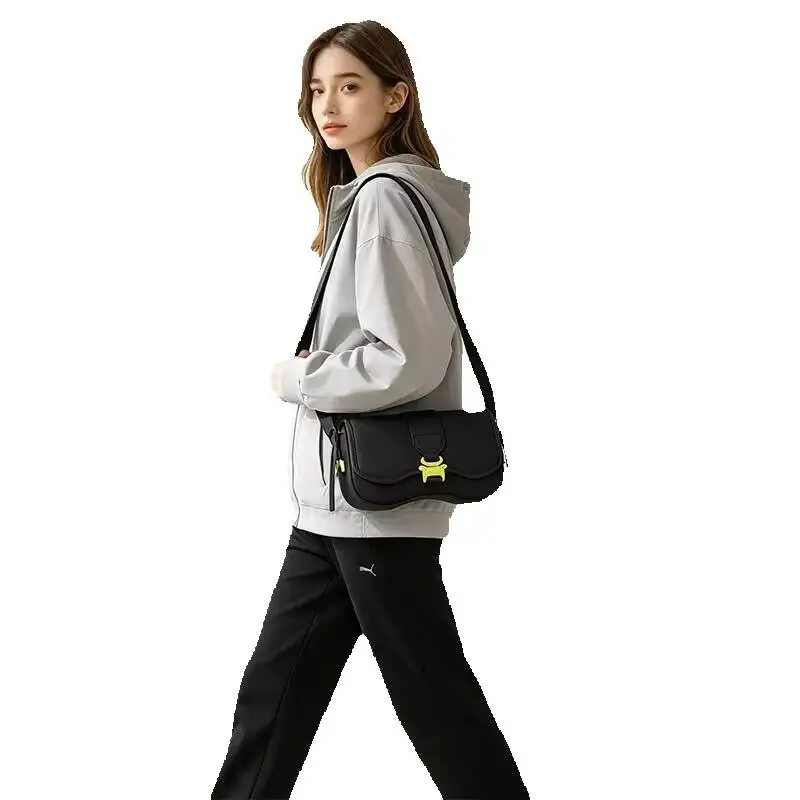 Green Puma Black Crossbody Bag Logo Shoulder Bag Compact Adjustable Strap Lightweight Durable Sporty Casual Daily Travel Purse
