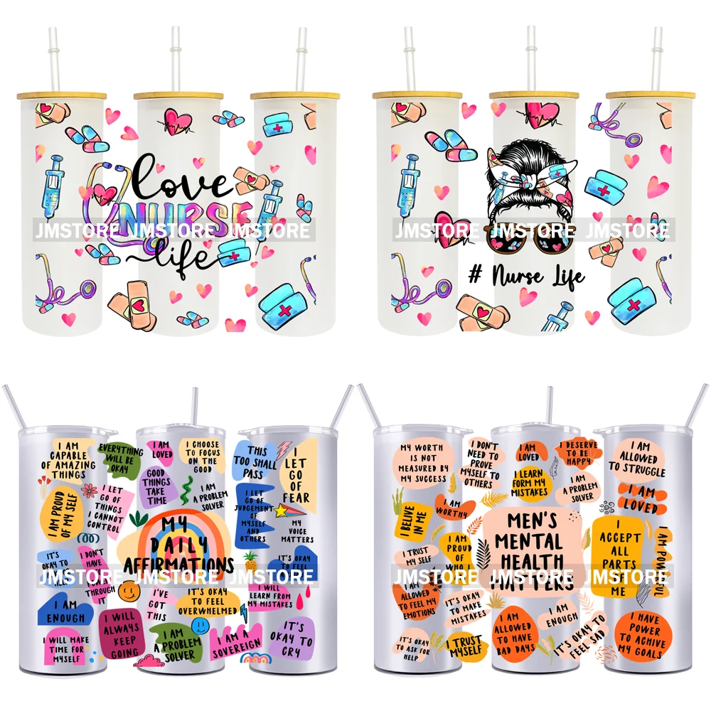 Nurse Life Daily Affirmations 20OZ UV DTF Straight Wrap Transfers Stickers Custom Labels DIY Durable Waterproof Logo For Tumbler