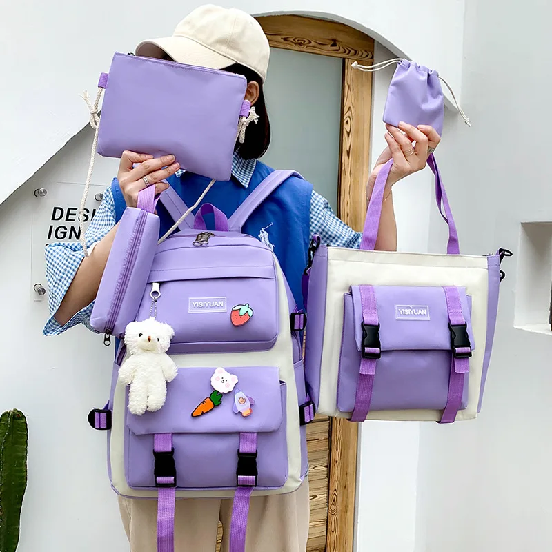 New Leisure Girl School Bag Grade 4-6 Middle High Student Shoulder Backpack Large Capacity Light Water Proof Kids Gifts Mochilas