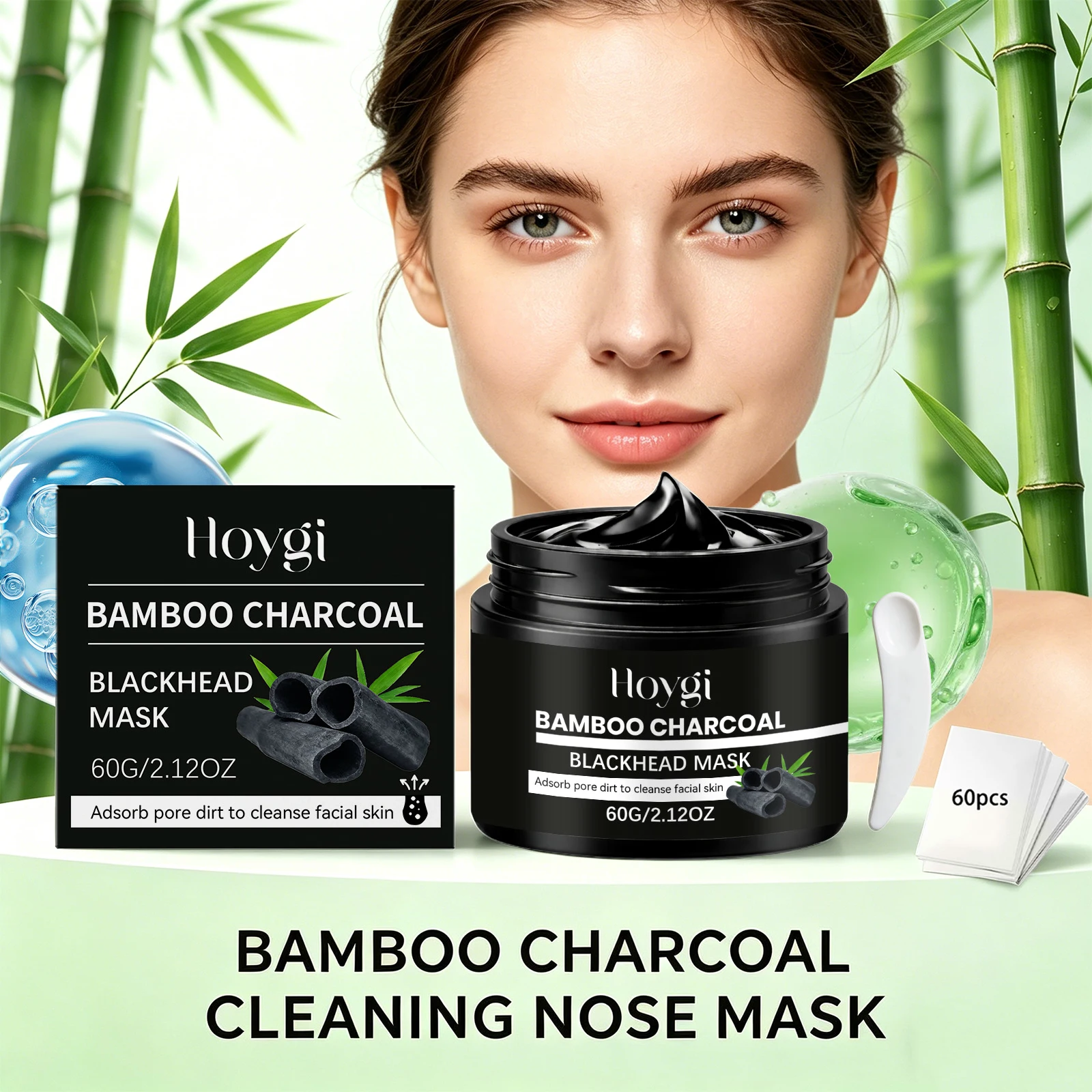 Bamboo Charcoal Blackhead Remover Mask Deep Cleansing Peel off Mask for Nose & Face Gently Removes Blackheads Smooth Skin Care