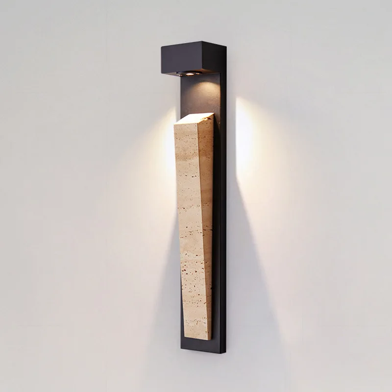 Waterproof Travertine Linear Outdoor Wall Light Luxury for Garden Villa Terrace Entryway Lighting  Home Room Decor Led Lamp