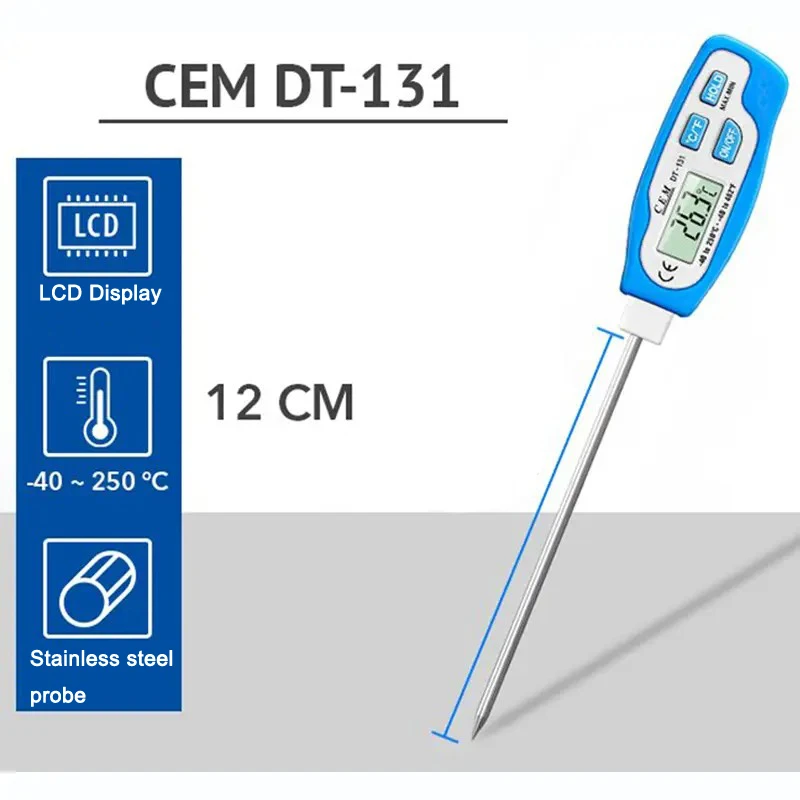 Dt-131 Dual Temperature Sensor -40~250 ℃ Wireless Meat Thermometer for Kitchen Pen Thermometer
