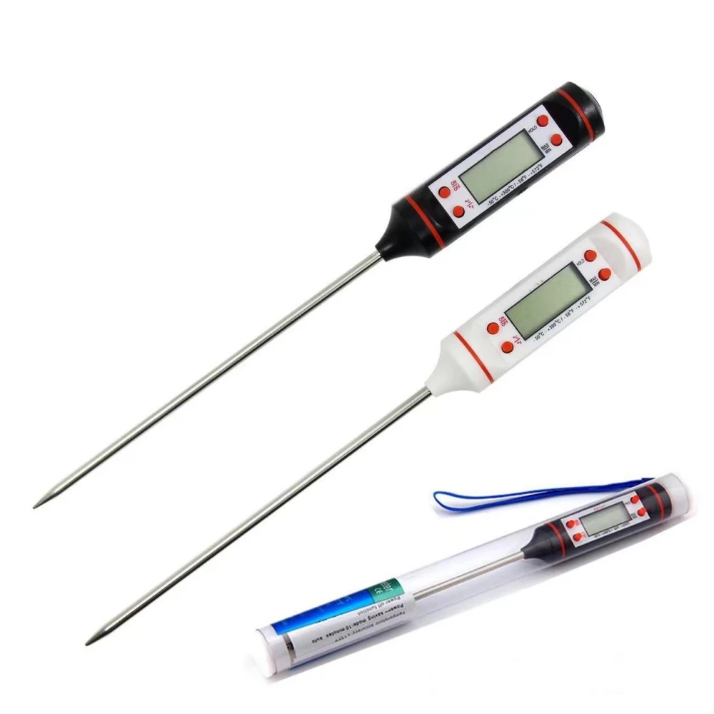TP101 Black Digital Food Thermometer with LCD Display Instant Read Kitchen BBQ Meat Oil Probe
