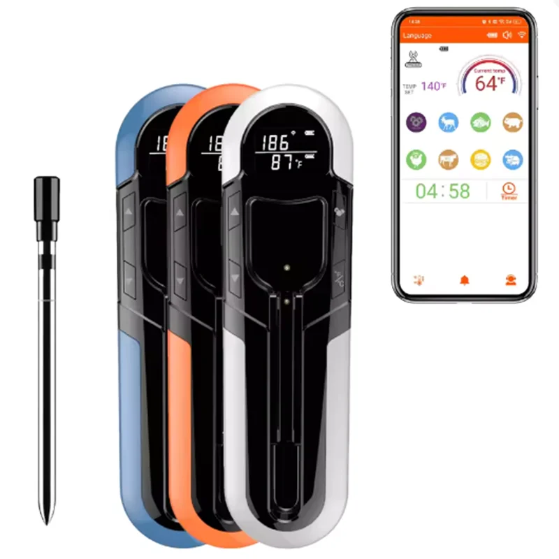 Meat Thermometers App Controlled Waterproof Probe Smart Wireless Bluetooth Digital Instant Read Barbecue Steak Thermometer