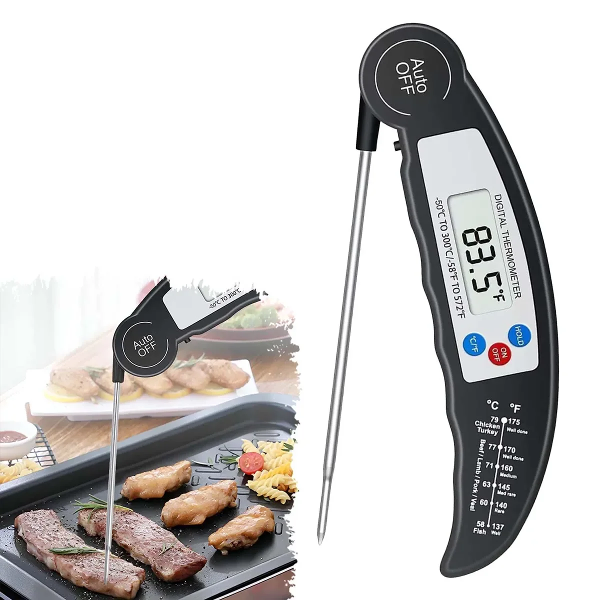 Kitchen Food Thermometer BBQ Grill Oven Temperature Measurement Tool for Barbecue Meat Water Milk Cooking