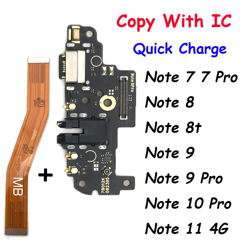 For Xiaomi Redmi Note 7 8 8T 9 9S 10 10S 12 Pro 4G 5G Dock Connector Micro USB Charger Charging Port Mainboard Main Flex Cable