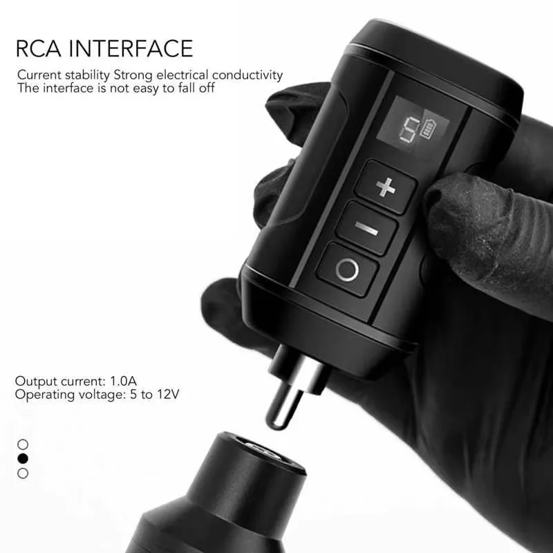 Portable RCA Tattoo Power Supply LCD Display Tattoo Pen Motor Machine Universal Wireless Tattoo Charging Battery 1800mAh