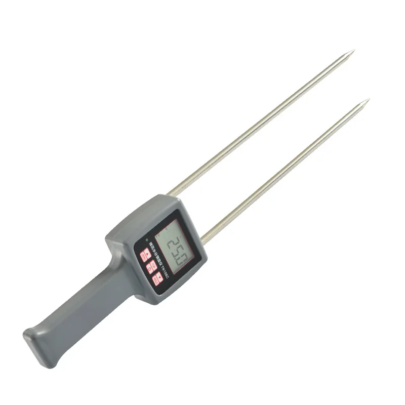 Portable digital cotton lint moisture tester for use in rice field bale measurement laboratory, using LCD display