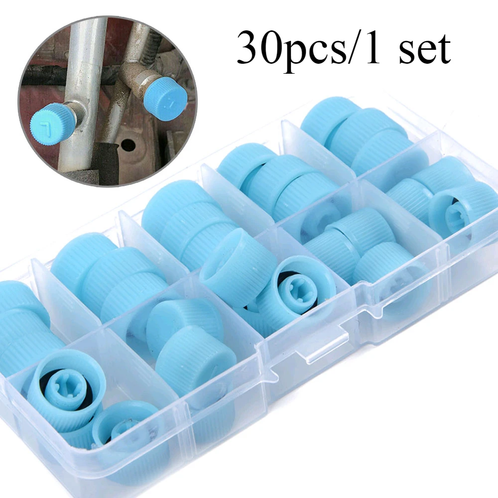 30pcs Universal Auto Interior AC Refrigerant Port Cap Car Air Conditioning Charging Valve Dust Cover Car Maintenance Accessories