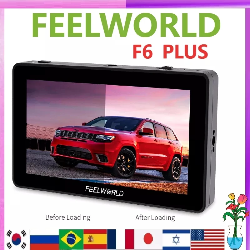 FEELWORLD F6 PLUS V2 6inch on Camera DSLR Field Monitor 3D LUT Touch Screen IPS FHD 1920x1080 Video Focus Assist Support 4K