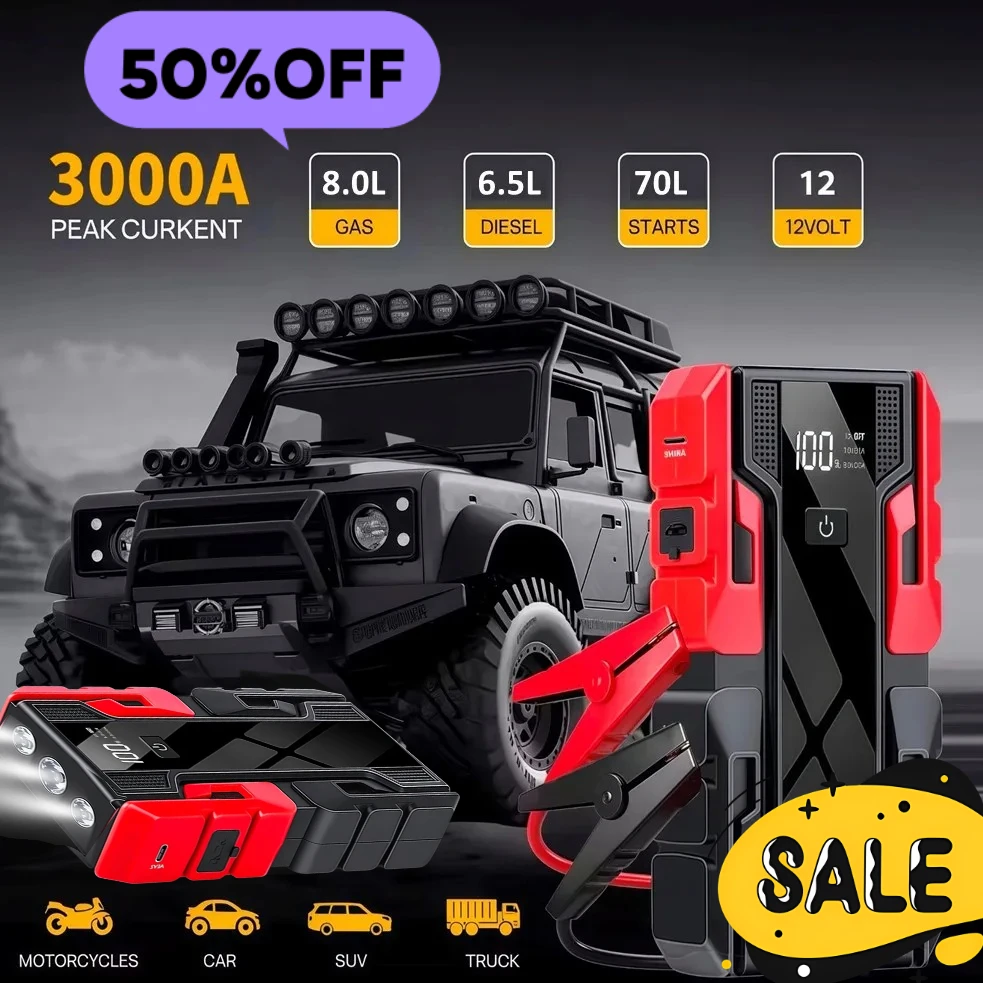 12V Portable Car Jump Starter Large Capacity 99800mAh Lithium Battery Booster Pack for Up To 8.0L Gas and 5.5L Diesel Engines