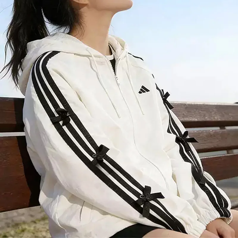 Womens Adidas Loose Fit Hooded Jacket Three Stripes Mesh Insert Sport Coat KR7602/KR7603