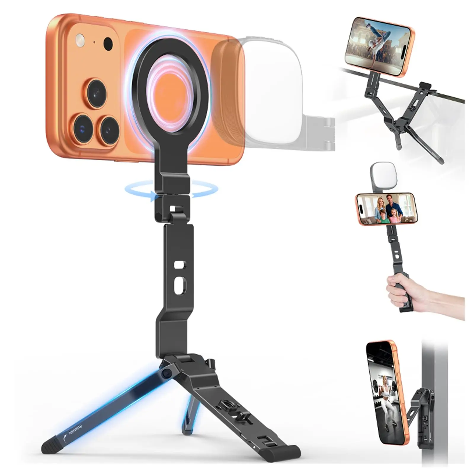 TP03 360° Rotating MagSafe Magnetic Selfie Phone Holder for iPhone 17 Android Video Recording Stabilization Shooting Equipment
