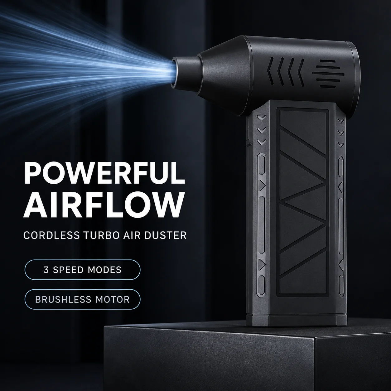 130000RPM Electric Air Duster 3-Speed Handheld Rechargeable Dust Blower With LED Light Powerful 52m/s Turbo Cleaning Fan