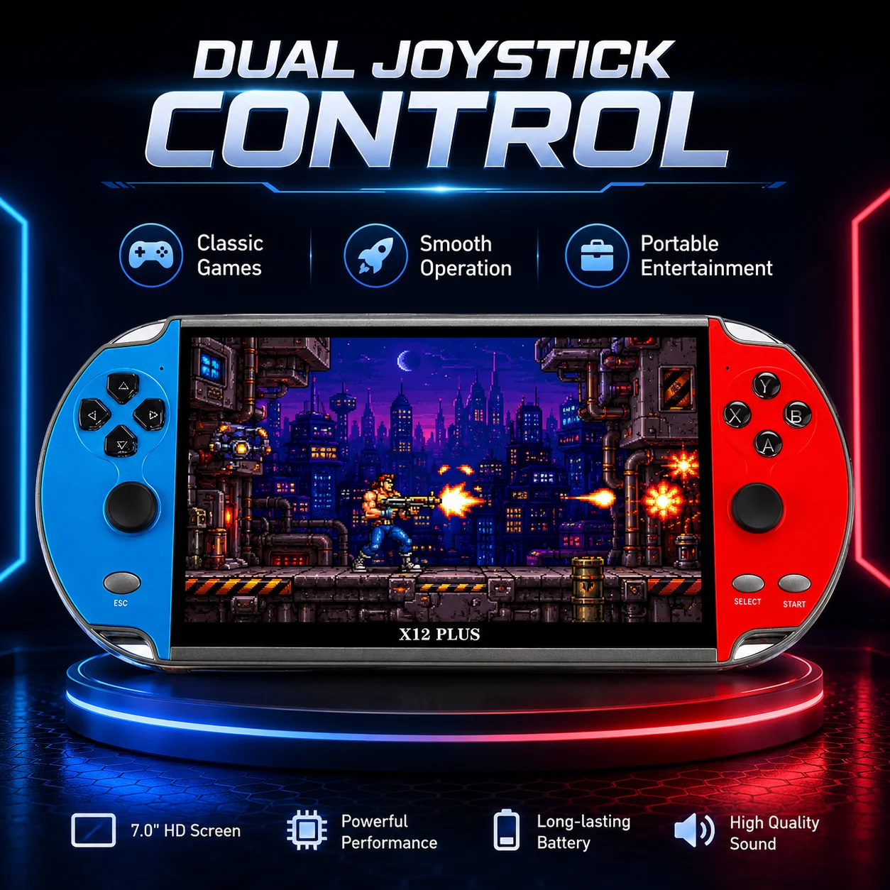 X12 Plus Arcade Retro Handheld Game Console  MAME FC MD Dual 360° Joystick Preloaded 10000+ Nostalgic