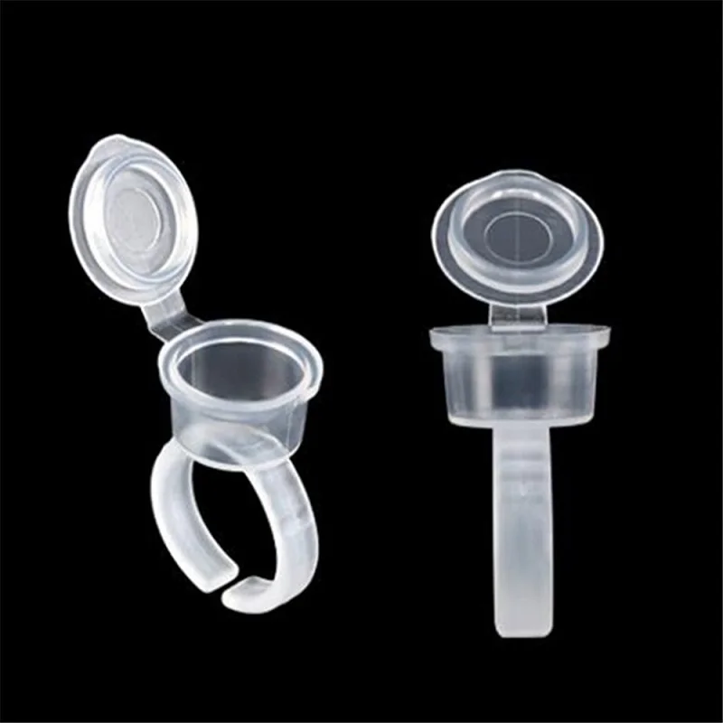 Transparent Tattoo Ink Rings Cups Permanent Makeup Pigment Eyebrow Eyelash Extension Tattoo Accessories