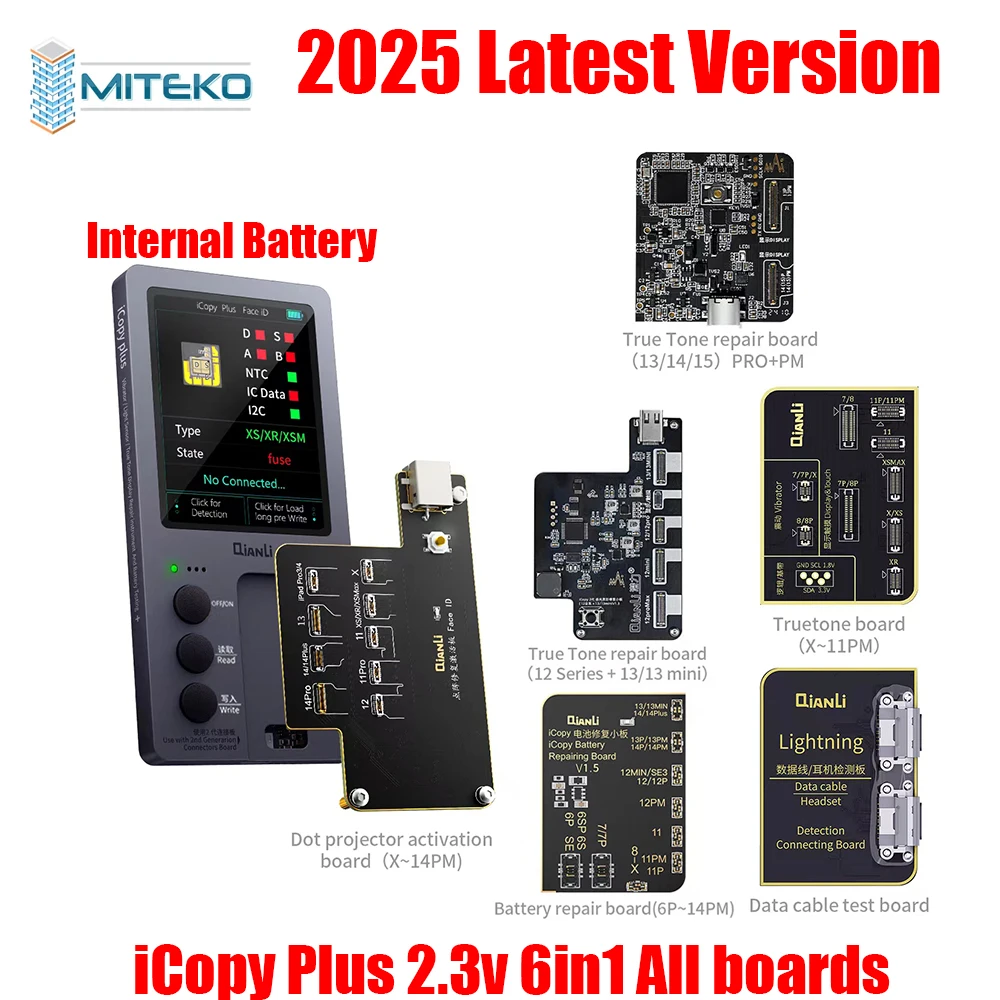 Qianli ICopy Plus 2.3v 2025 LCD True Tone Vibrator EEPROM Programmer Battery Testing Board Headset For iPhone 7-11 12Pro Max