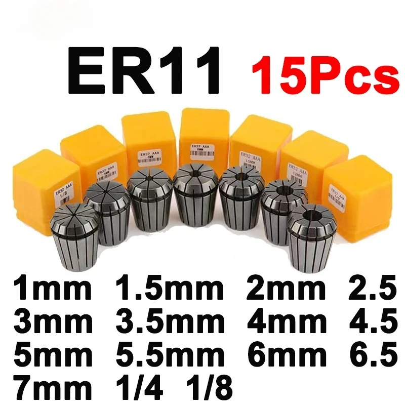 ER11 Collet Chuck Set 7pcs 13pcs 15pcs ER11 1-7mm Spring Collet for CNC Machining Center Engraving Machine Lathe Mill Tool