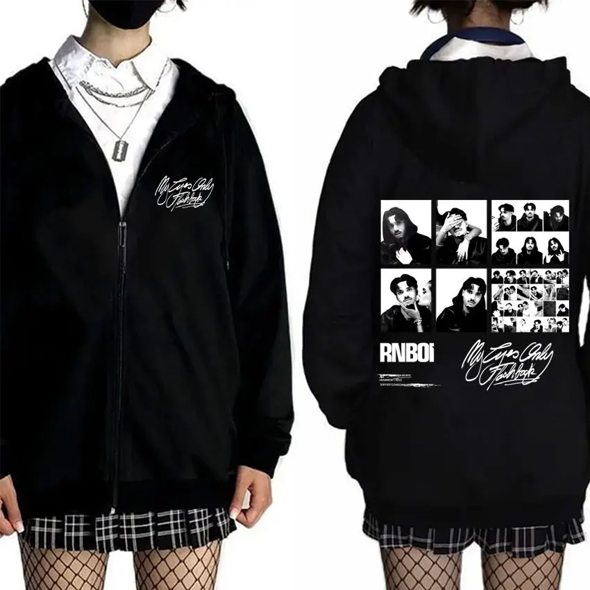 Rapper RnBoi My Eyes Only Flashback Album Merch Zipper Hoodies Men Women Hip Hop Fashion Pop Music Zip Up Jacket Streetwear Coat