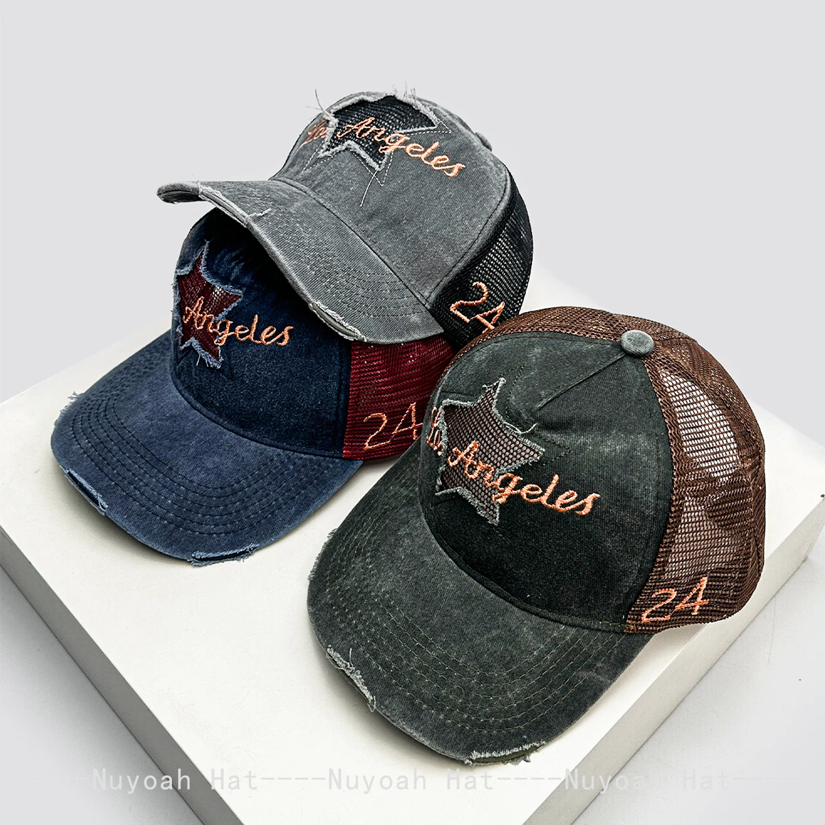New Men Women Street Star Embroidered Letters Baseball Hats Sunshade Broken Versatile Outdoor Trucker Caps Mesh Fashion Personal