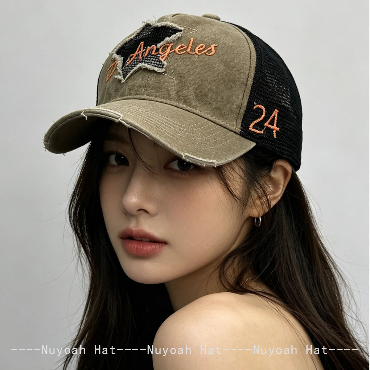 New Men Women Street Star Embroidered Letters Baseball Hats Sunshade Broken Versatile Outdoor Trucker Caps Mesh Fashion Personal