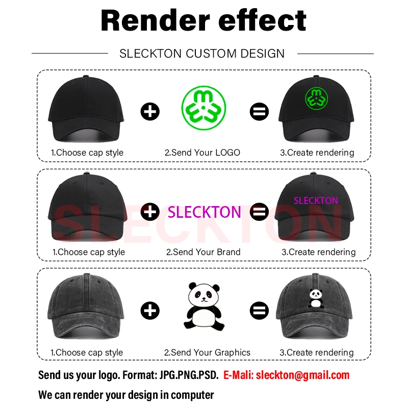 SLECKTON Custom Hat Logo Embroidery Baseball Cap for Men and Women DIY Brand Design Print Summer Denim Sun Hats Wholesale Unisex