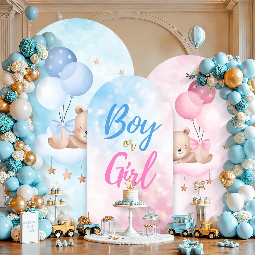 Pink Blue Arch Backdrop Cover Spandex Covers for Gender Reveal Baby Shower Boy and Girl Birthday Party Photo Background Decor