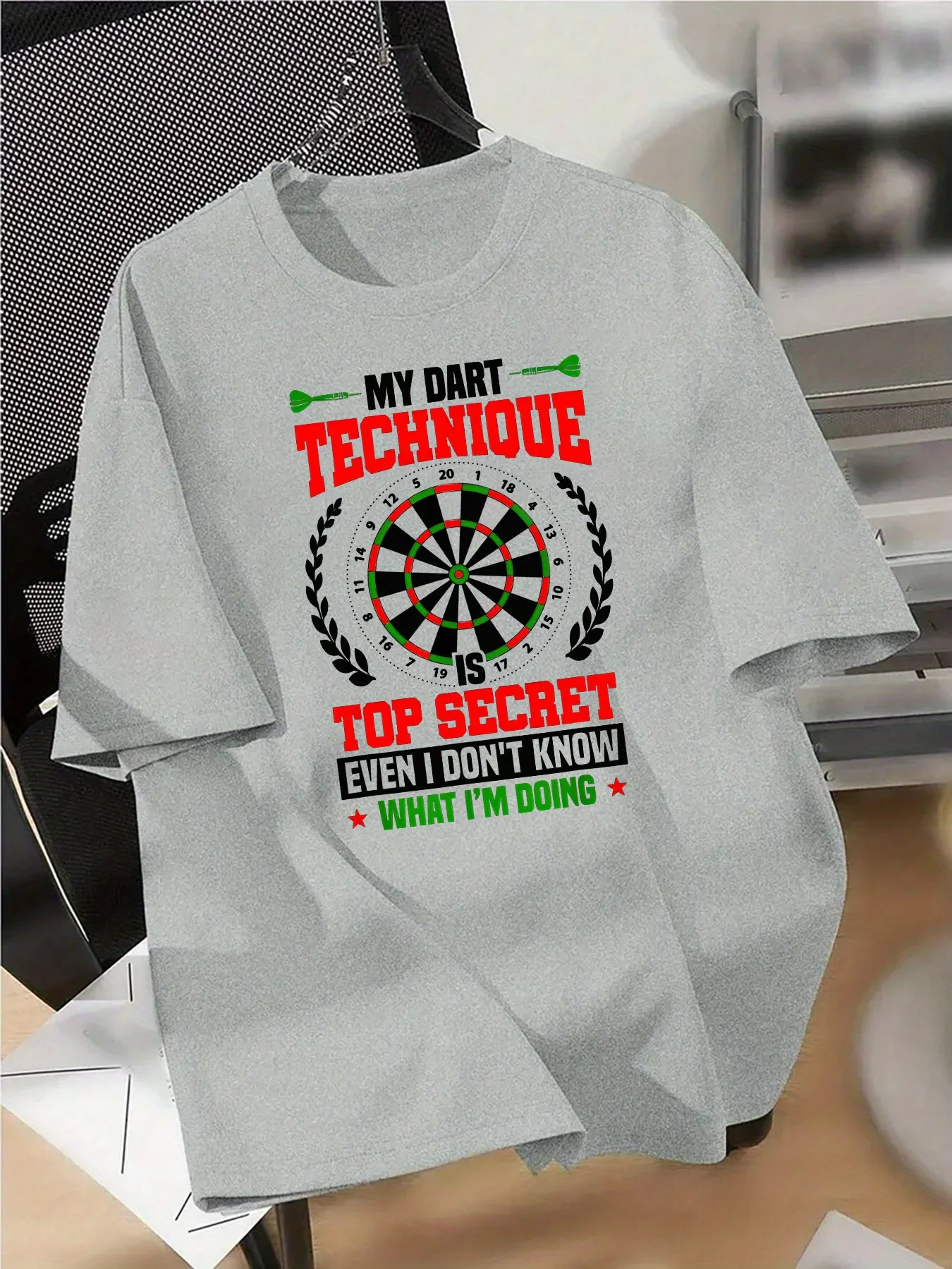 Big Secret of Darts Skills Graffiti Letter Print T-Shirt 100% Cotton O-Neck Short Sleeve Summer Casual Mens T-shirt Streetwear
