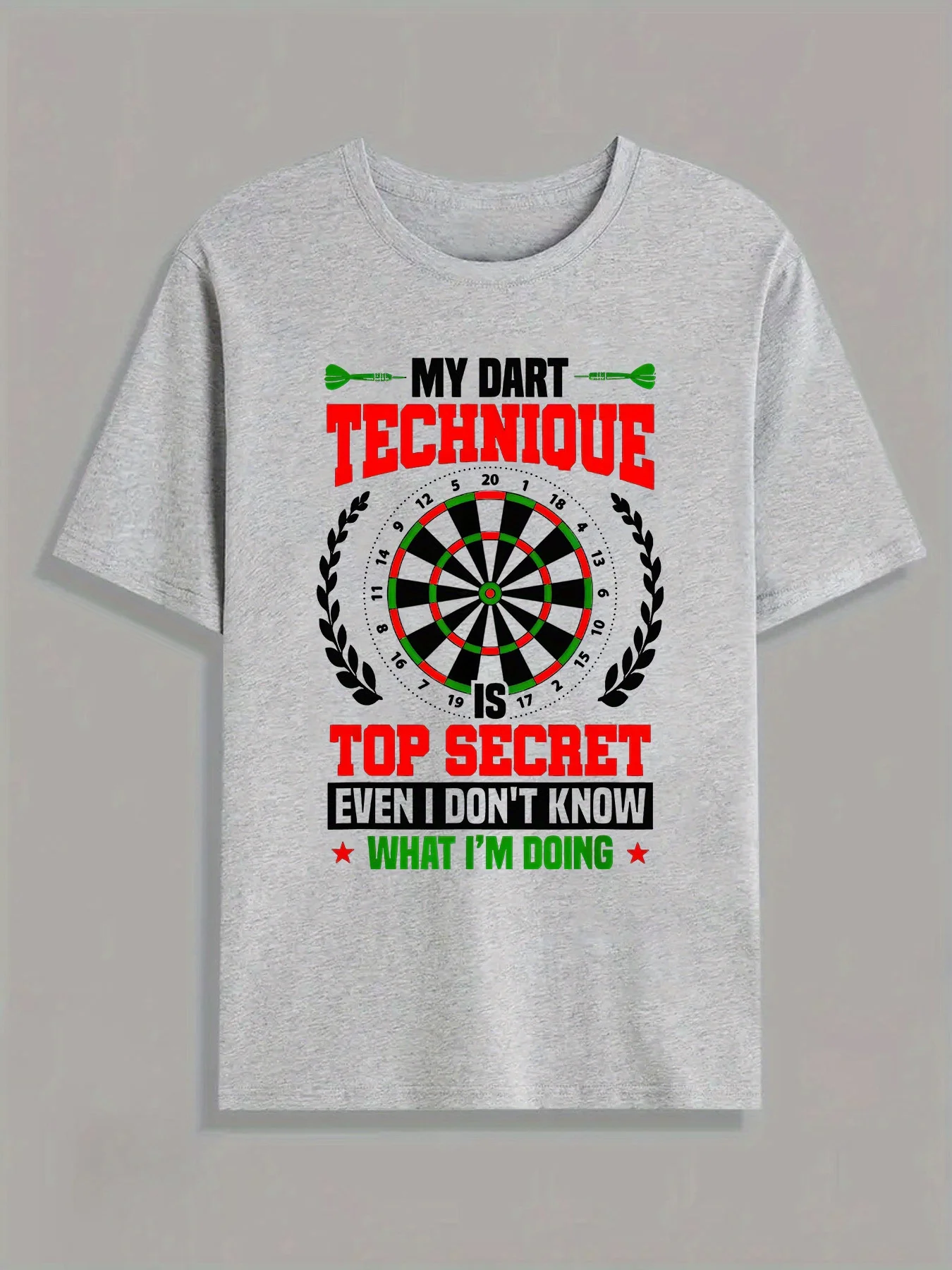 Big Secret of Darts Skills Graffiti Letter Print T-Shirt 100% Cotton O-Neck Short Sleeve Summer Casual Mens T-shirt Streetwear