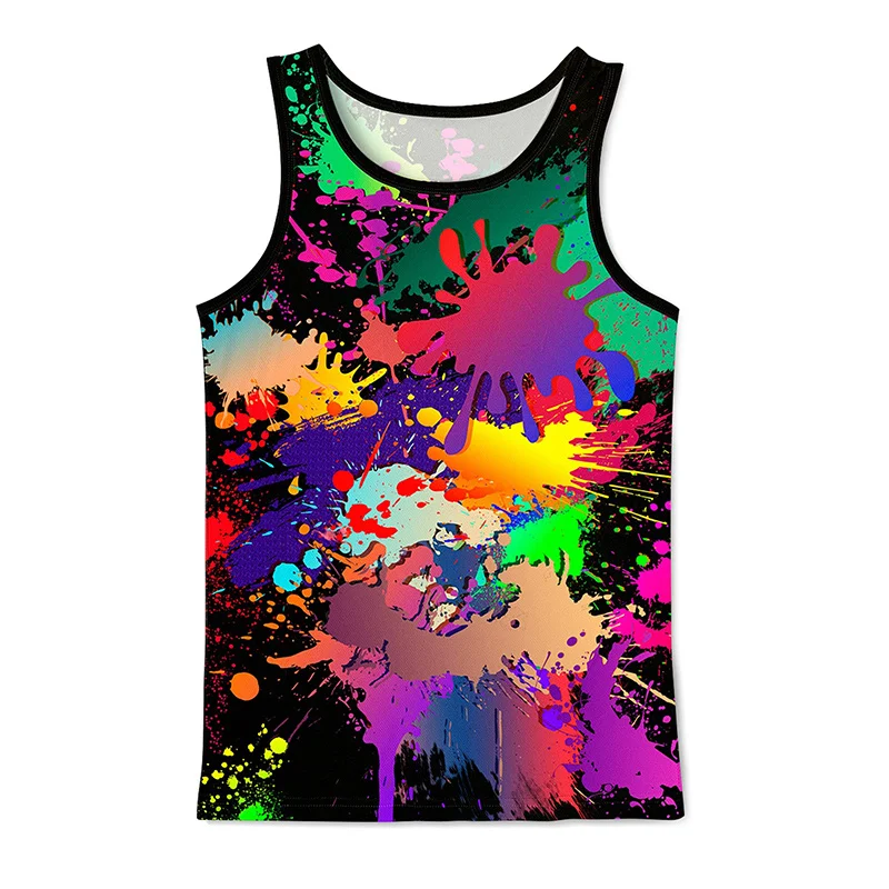New Graffiti Pattern Vest 3d Printing Fitness Wear Adults Kids Summer Street Basketball Top Quick Dry Beach Sleeveless T-shirt