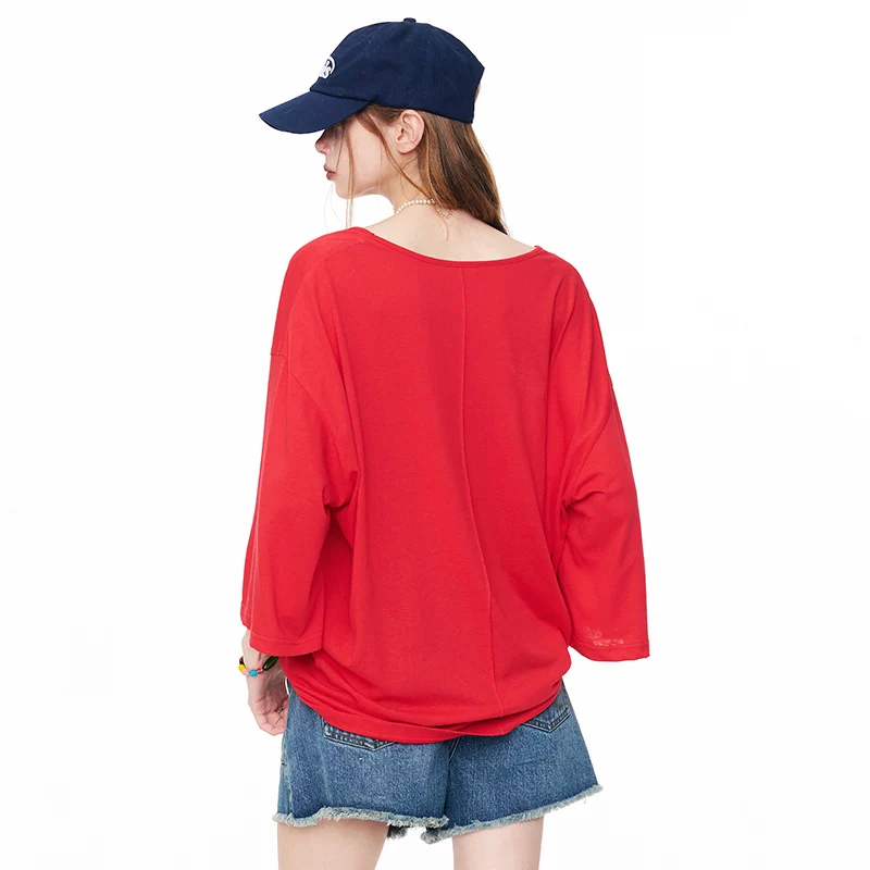 ELFSACK Oversized Half-Sleeve T-Shirt, Graffiti Heart Print Casual Loose Tee, Streetwear Y2K Top