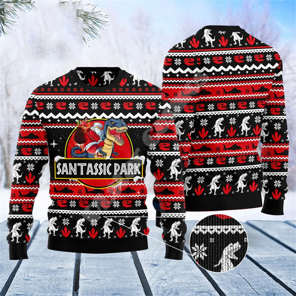 Christmas Santa Claus Cat Dog Knitted Ugly Sweater Graffiti Retro Vintage 3DPrint Pullover Harajuku Casual Funny Streetwear X20