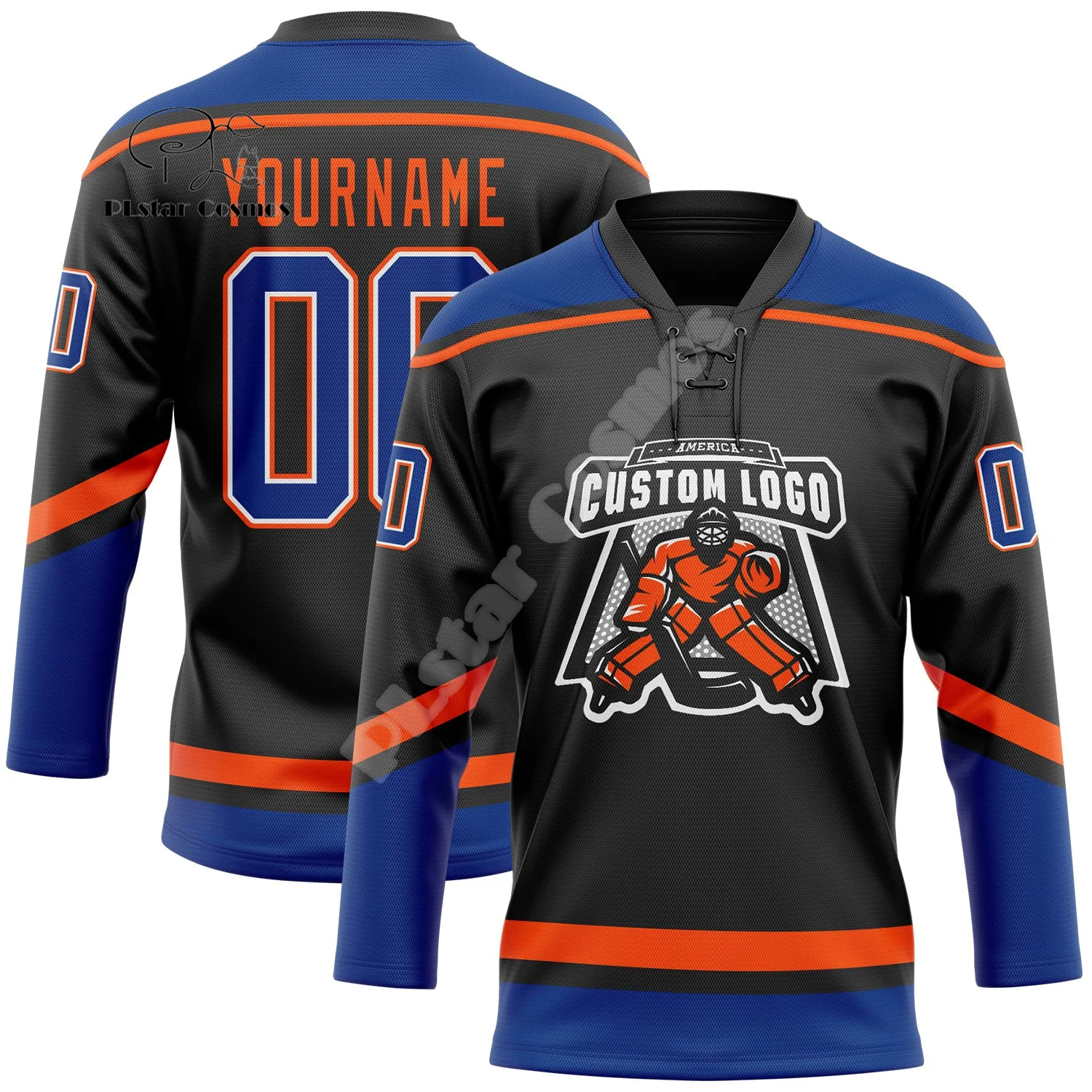 Custom Name Logo Graffiti Tattoo Retro Vintage Hockey Jersey Shirts Long sleeve 3D Print Harajuku Streetwear Pullover Casual X14