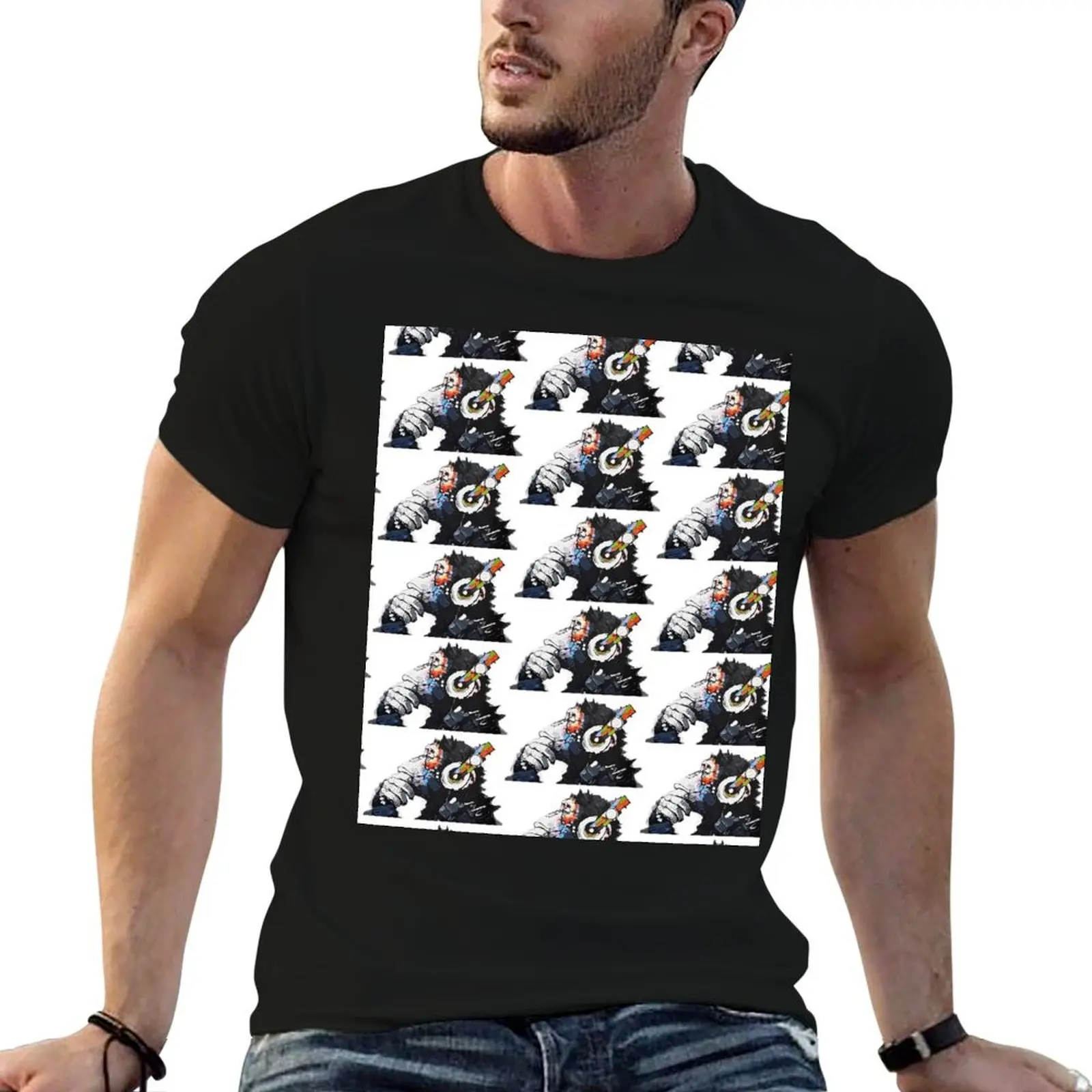 Banksy Funky Monkey DJ headphones graffiti street art T-Shirt Work Wear Simple Tee Shirt